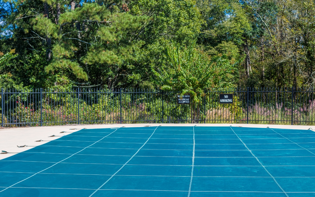 Winterizing a pool in Montgomery County, PA, to protect against freezing temperatures.